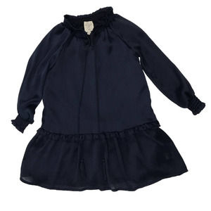 Hayden Girls Navy Blue Crinkle Satin Drop Waist Mini Dress Size S